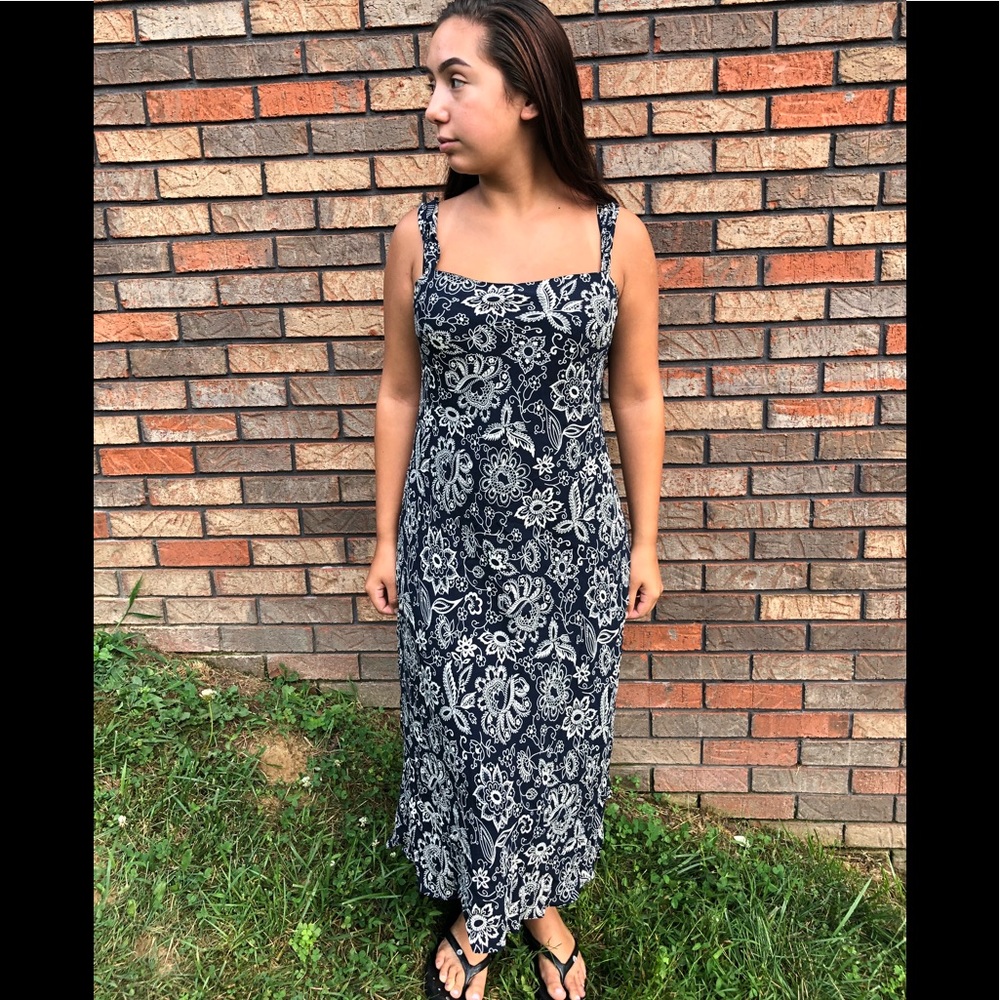 RALPH LAUREN 100%SILK FLORAL MAXI DRESS SIZE6 BLUE